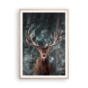 Poszter világos tölgy keretben - Az erdő királya koronázva - 70x100 cm