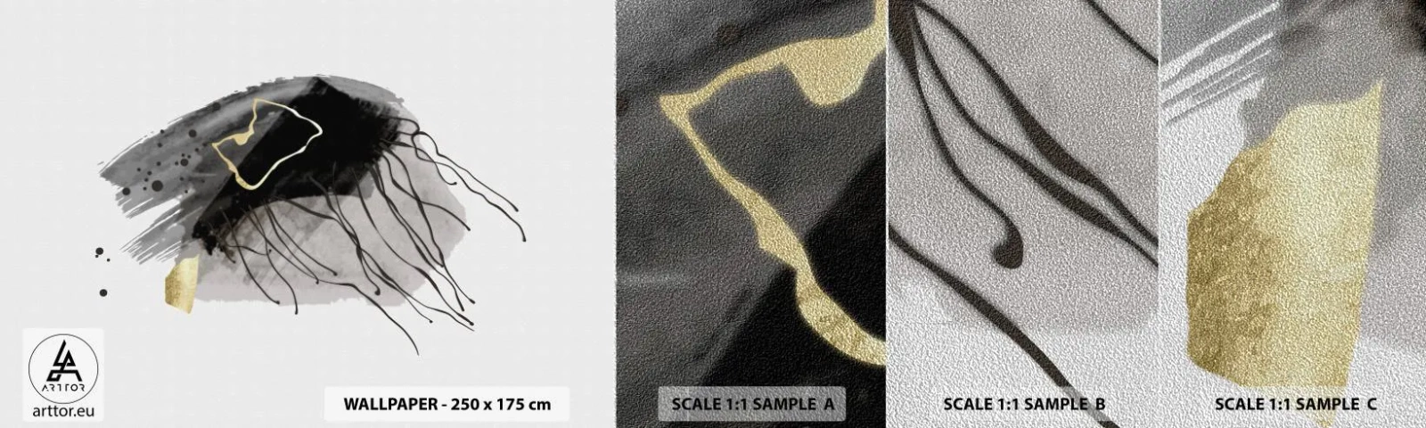 Fotótapéta Minta Premium Sand - Feketében és aranyban - Absztrakció, Darab, Grafika - 100x30 cm