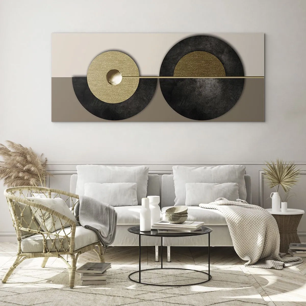 Üveg kép - Variációk egy kör körül - 120x50 cm