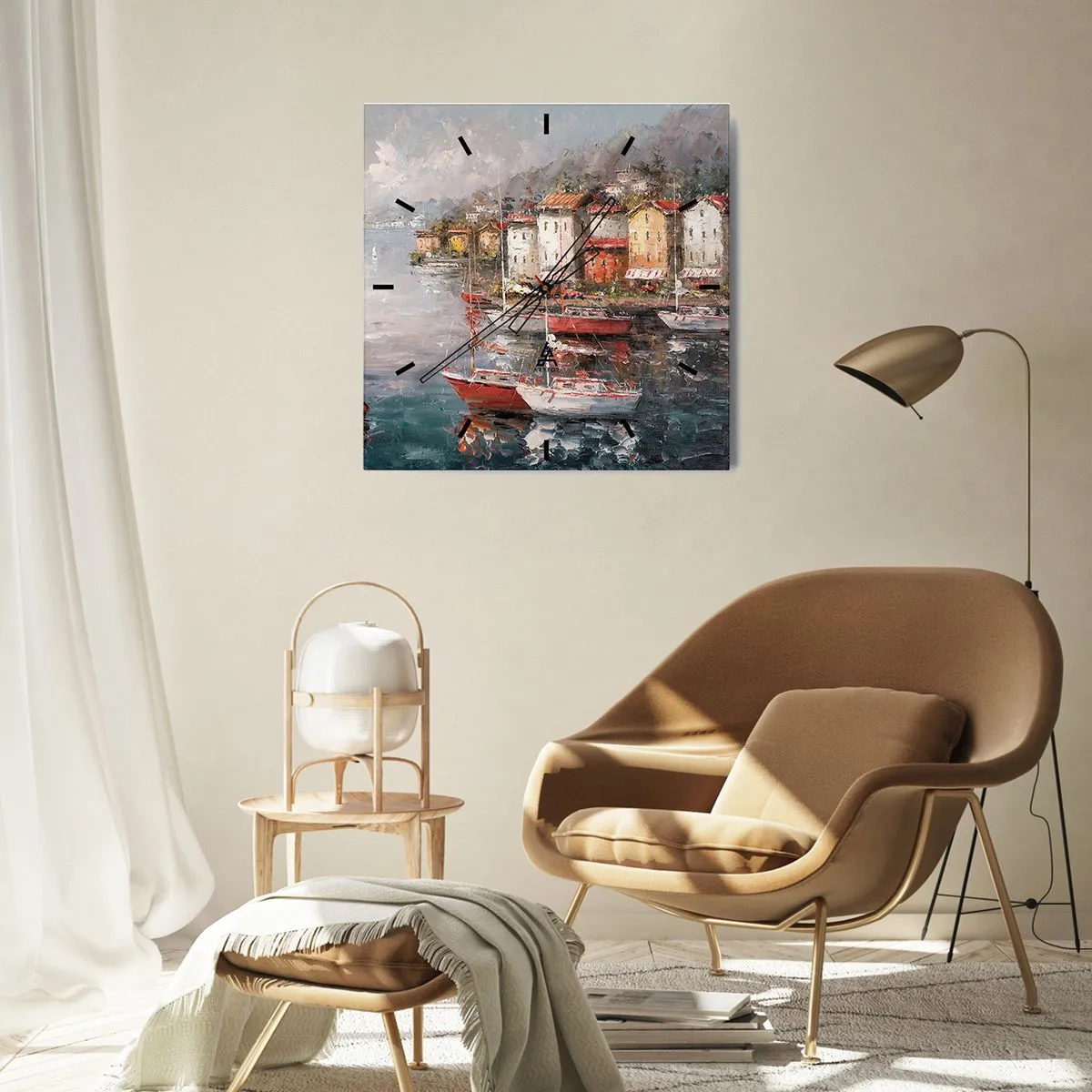 Falióra, Óra - Romantikus kikötő - 40x40 cm