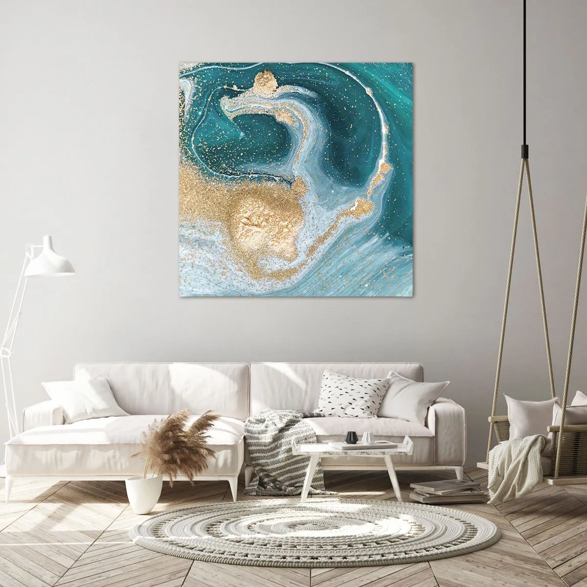 Vászonkép - Arany és türkiz örvénye - 60x60 cm