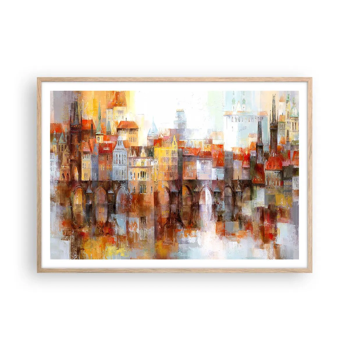 Poszter világos tölgy keretben - A híd alatt is gyönyörű - 100x70 cm