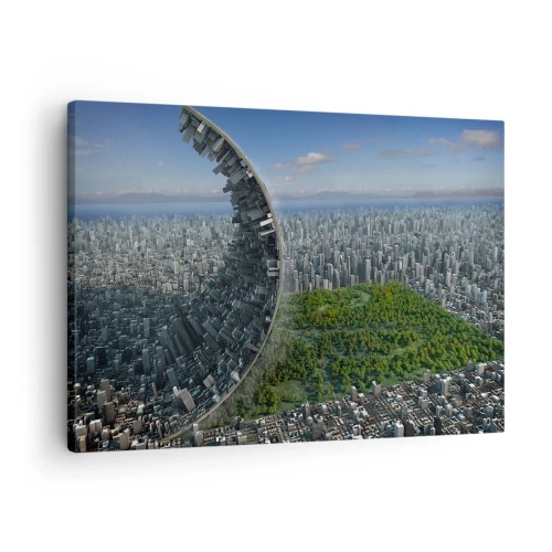 Vászonkép - Egy dinamikus város szürreális csavarral - 70x50cm - A természet örök - Modern fali dekoráció nappalihoz és hálószobához ARTTOR