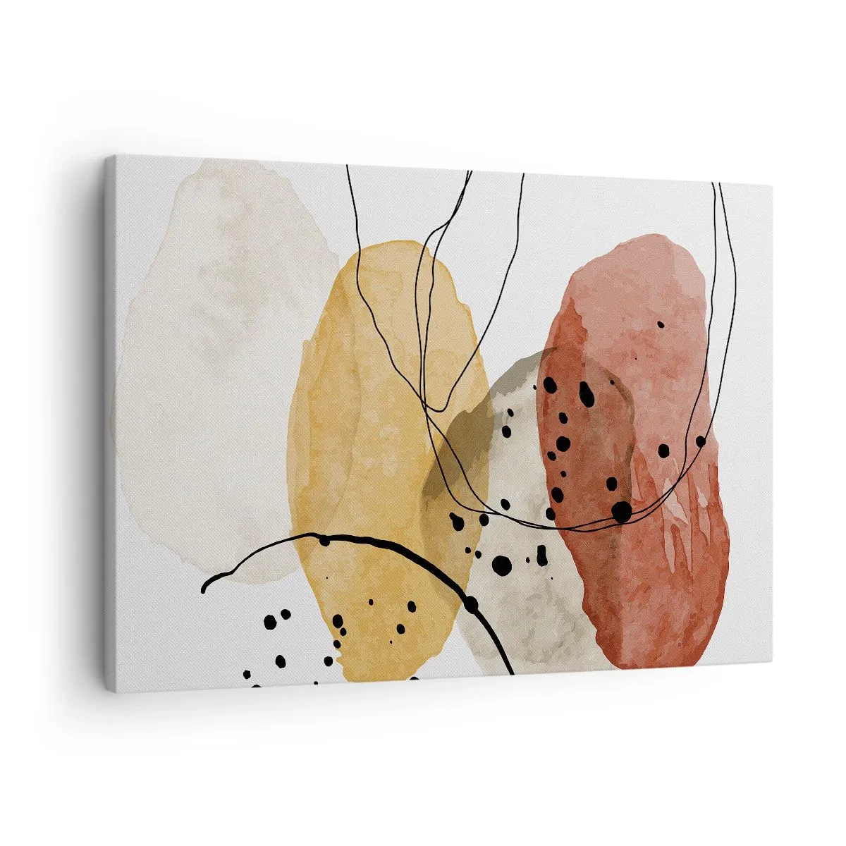 Vászonkép - Absztrakt foltok bézs, sárga és piros árnyalatokban - 70x50cm - Mint a könnyű, friss levegő - Modern fali dekoráció nappalihoz és hálószobához ARTTOR