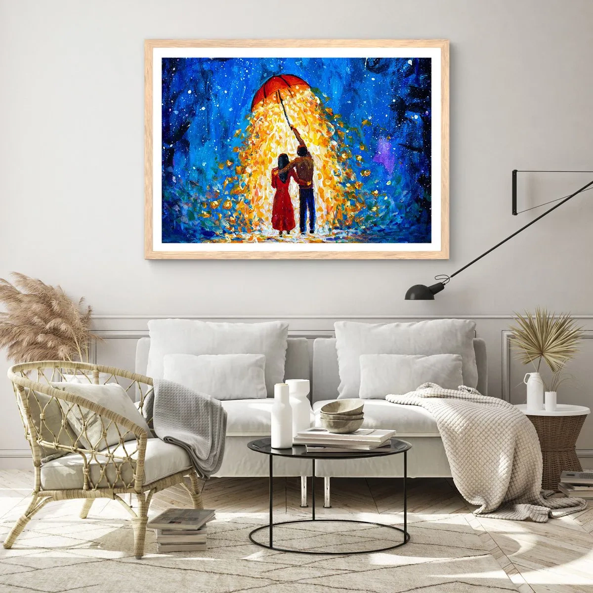 Poszter világos tölgy keretben - Egy esős este varázsa? - 70x50 cm