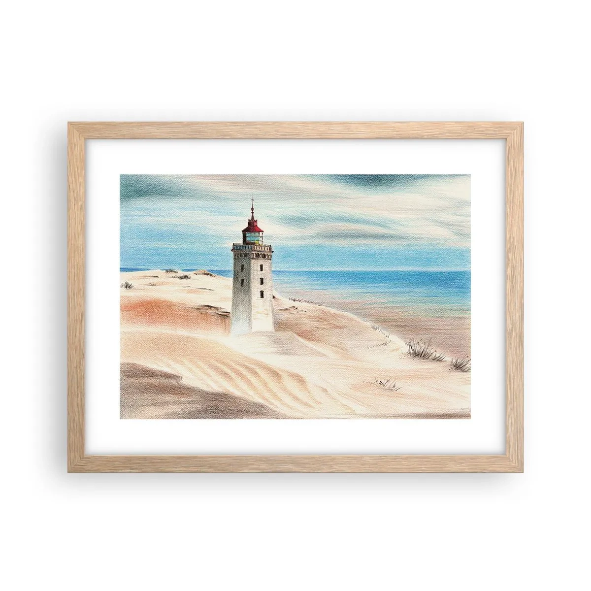 Poszter világos tölgy keretben - Mindig a tengert bámulva - 40x30 cm