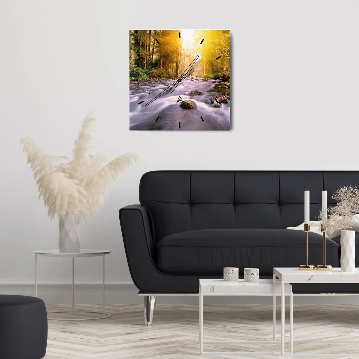 Falióra, Óra - Malachit ezüst és arany keretben - 30x30 cm