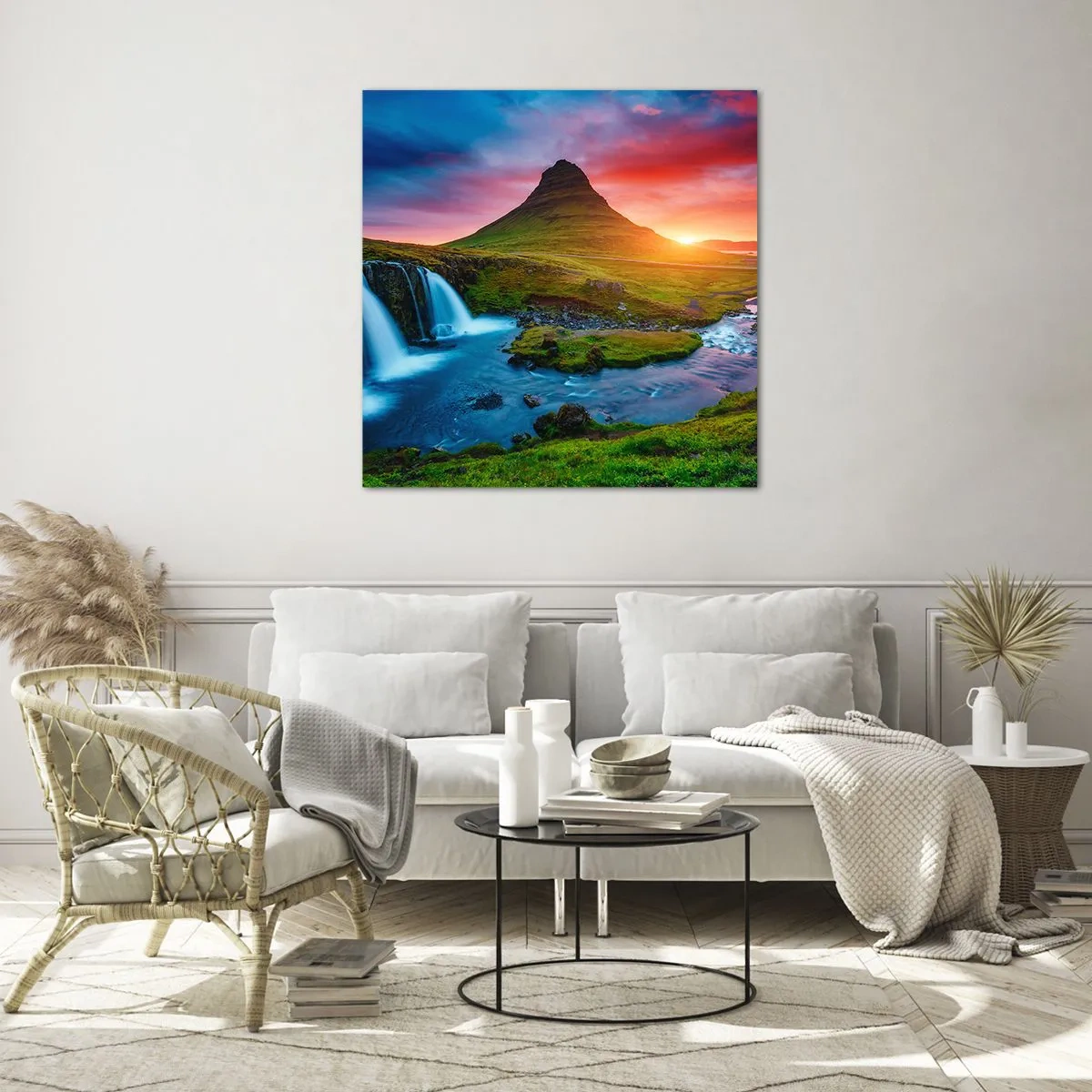 Üveg kép - Izland - tűz és víz - 70x70 cm