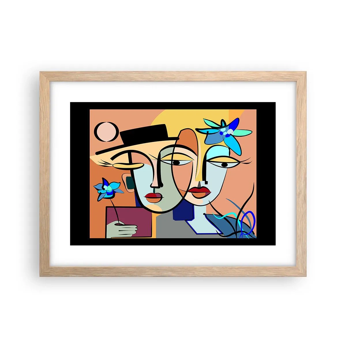 Poszter világos tölgy keretben - Picasso randez vous - 40x30 cm