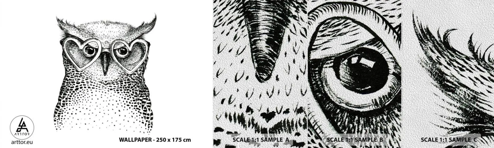 Fotótapéta Minta Premium Sand - Bölcsen és szeretettel - Bagoly, Gyerekeknek, Állatok - 100x30 cm