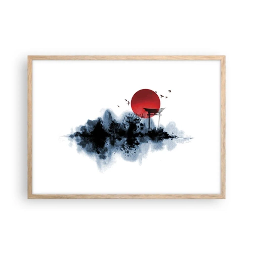 Poszter világos tölgy keretben - Japán kilátás - 70x50 cm