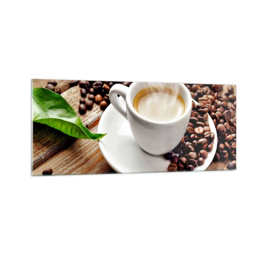 Üveg kép - Kávé az asztalon - 100x40 cm