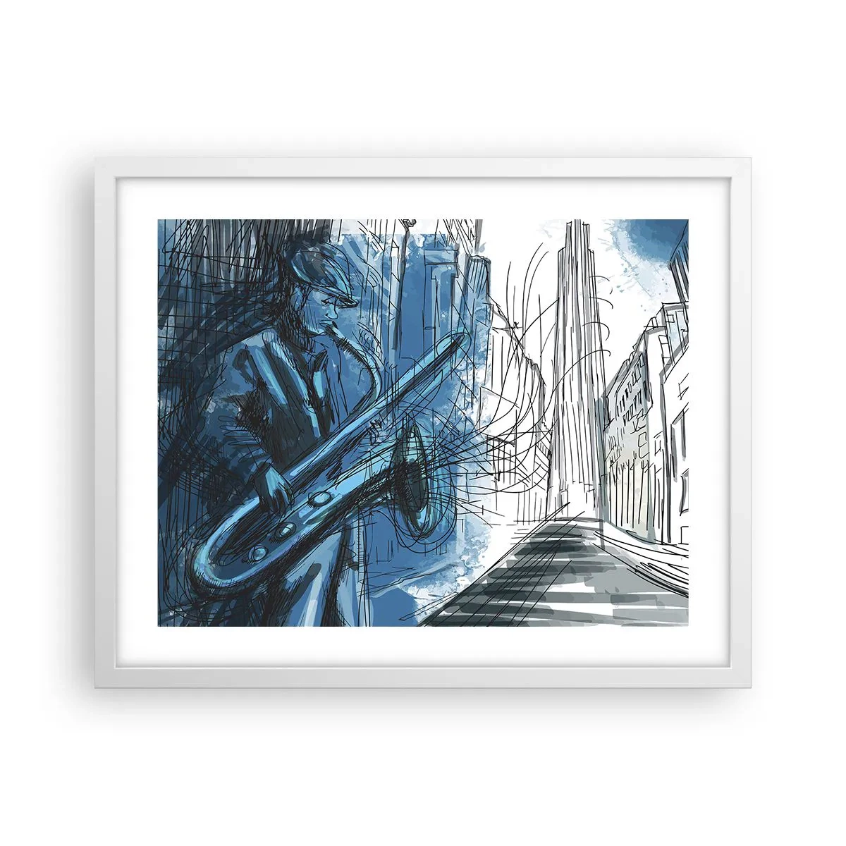 Poszter fekete keretben - Városi rapszódia - 50x40 cm