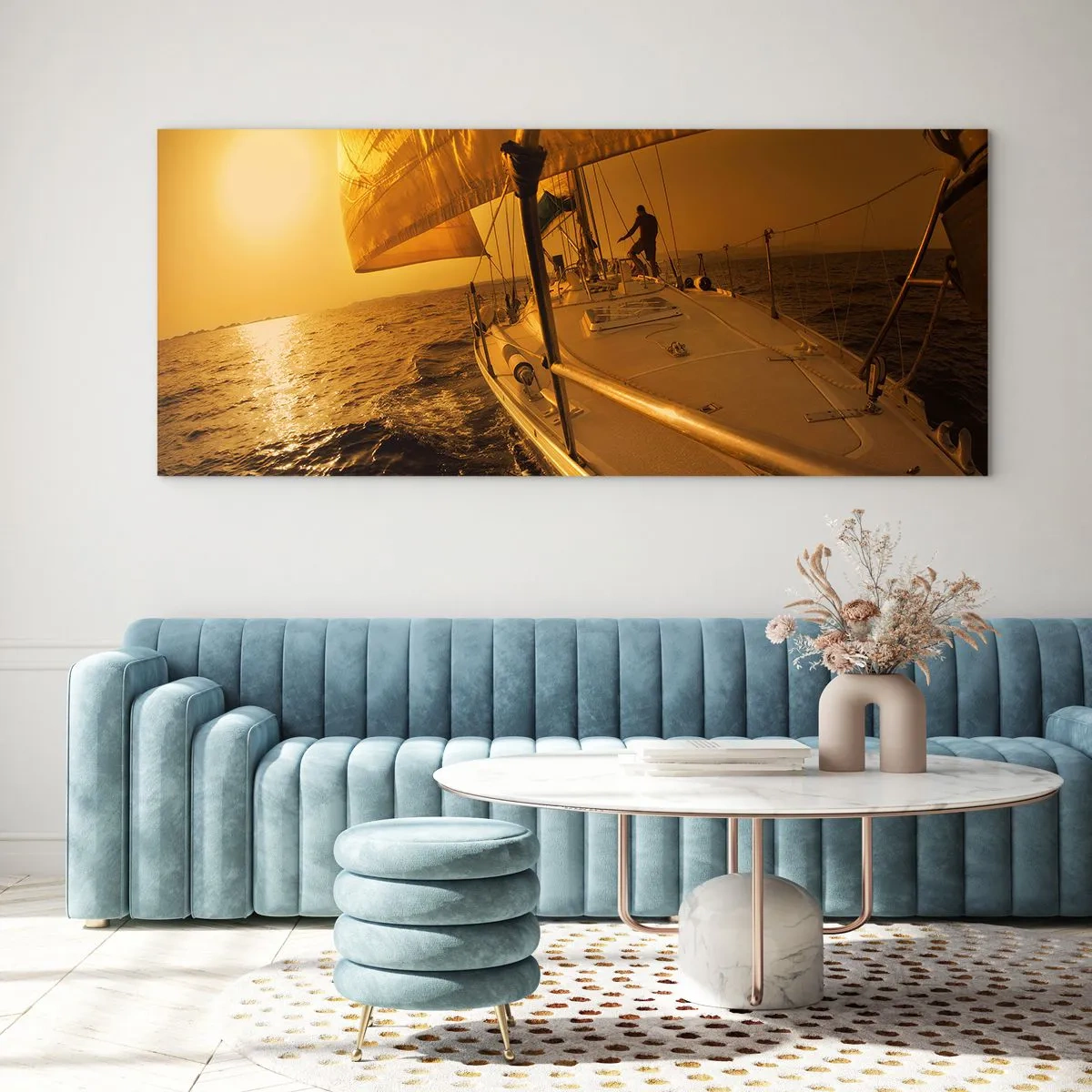 Üveg kép - Arany este egy színes nap után - 140x50 cm