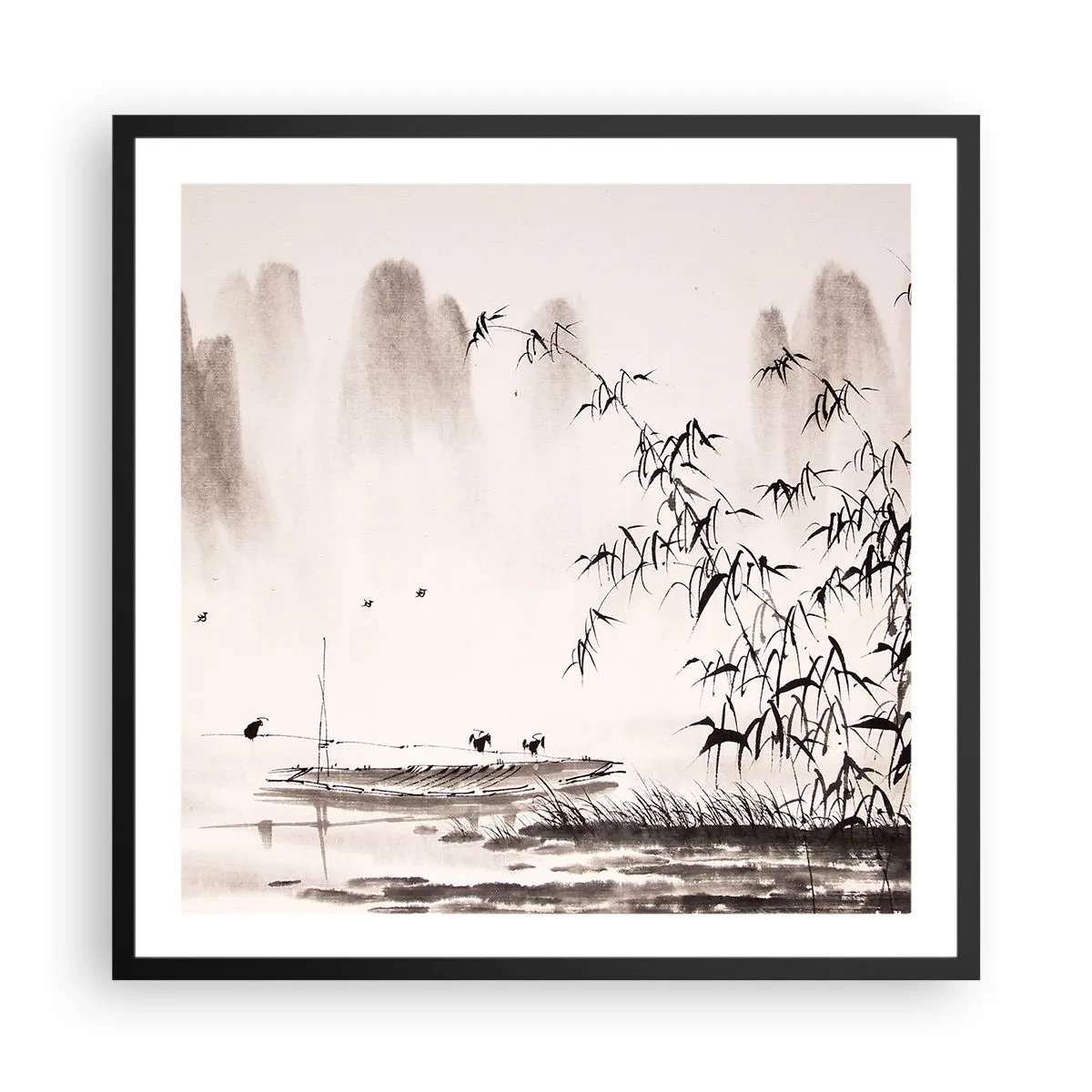Poszter fehér keretben - A rizsföldek csendje - 60x60 cm