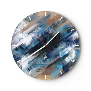 Falióra, Óra - Kék ecsetvonások absztrakt kompozíciója. - 30x30cm - Kék ferdén - Modern fali dekoráció nappalihoz, konyhához és hálószobához ARTTOR