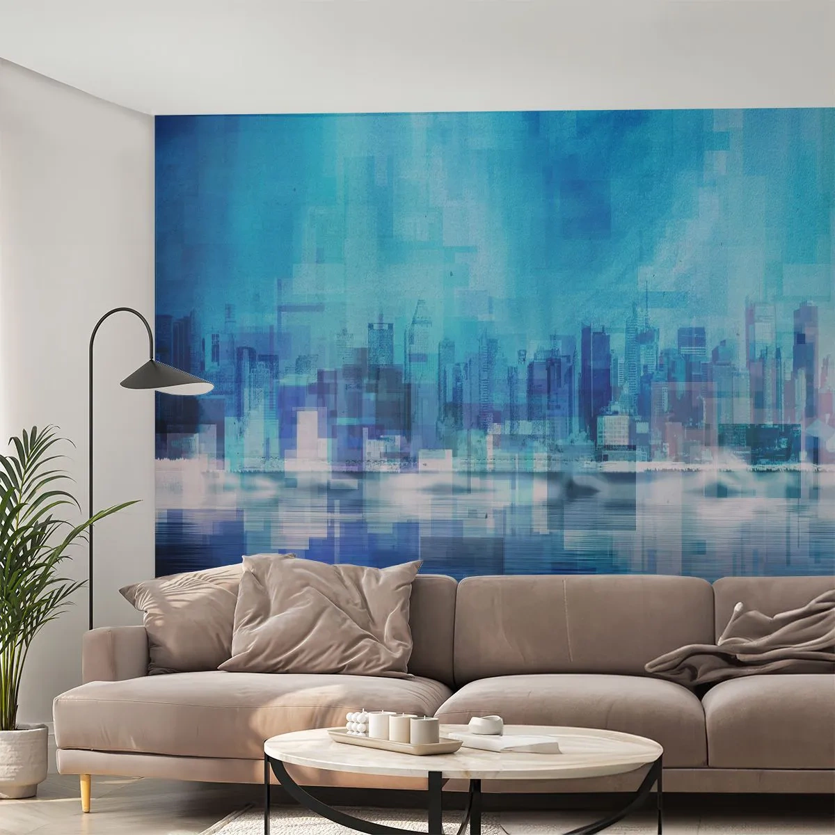Öntapadós Fotótapéta Deluxe Sticker - Kékbe merült - Absztrakció, Város, Építészet - 450x315 cm