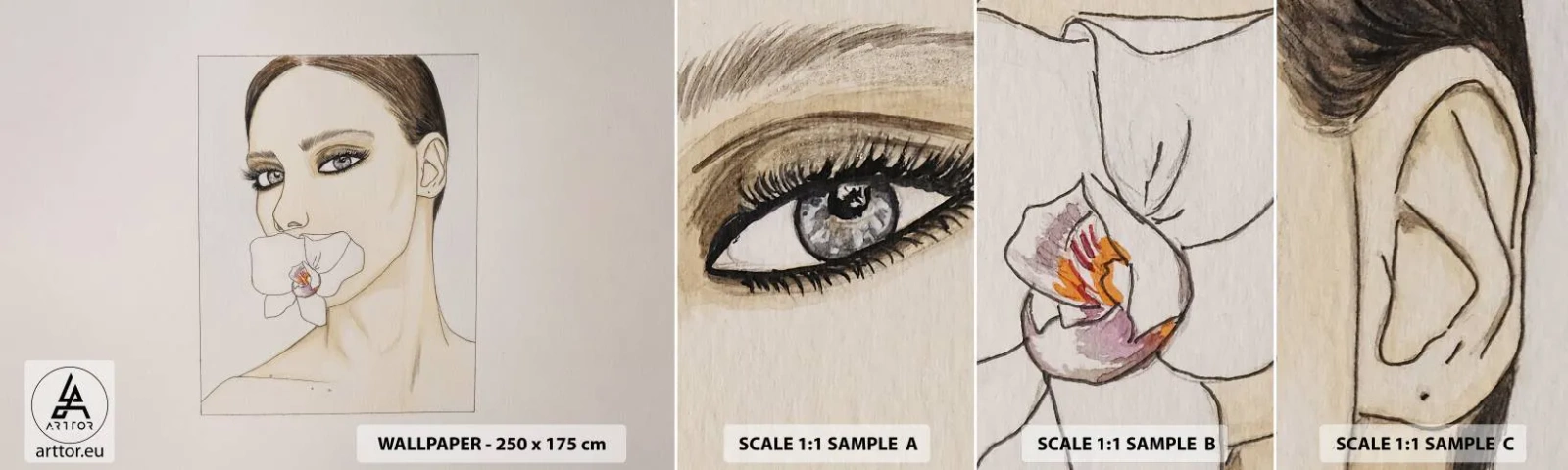 Fotótapéta Minta Öntapadós Deluxe Sticker - Az elegancia és a szépség szimbóluma - Absztrakció, Darab, Nő - 100x30 cm