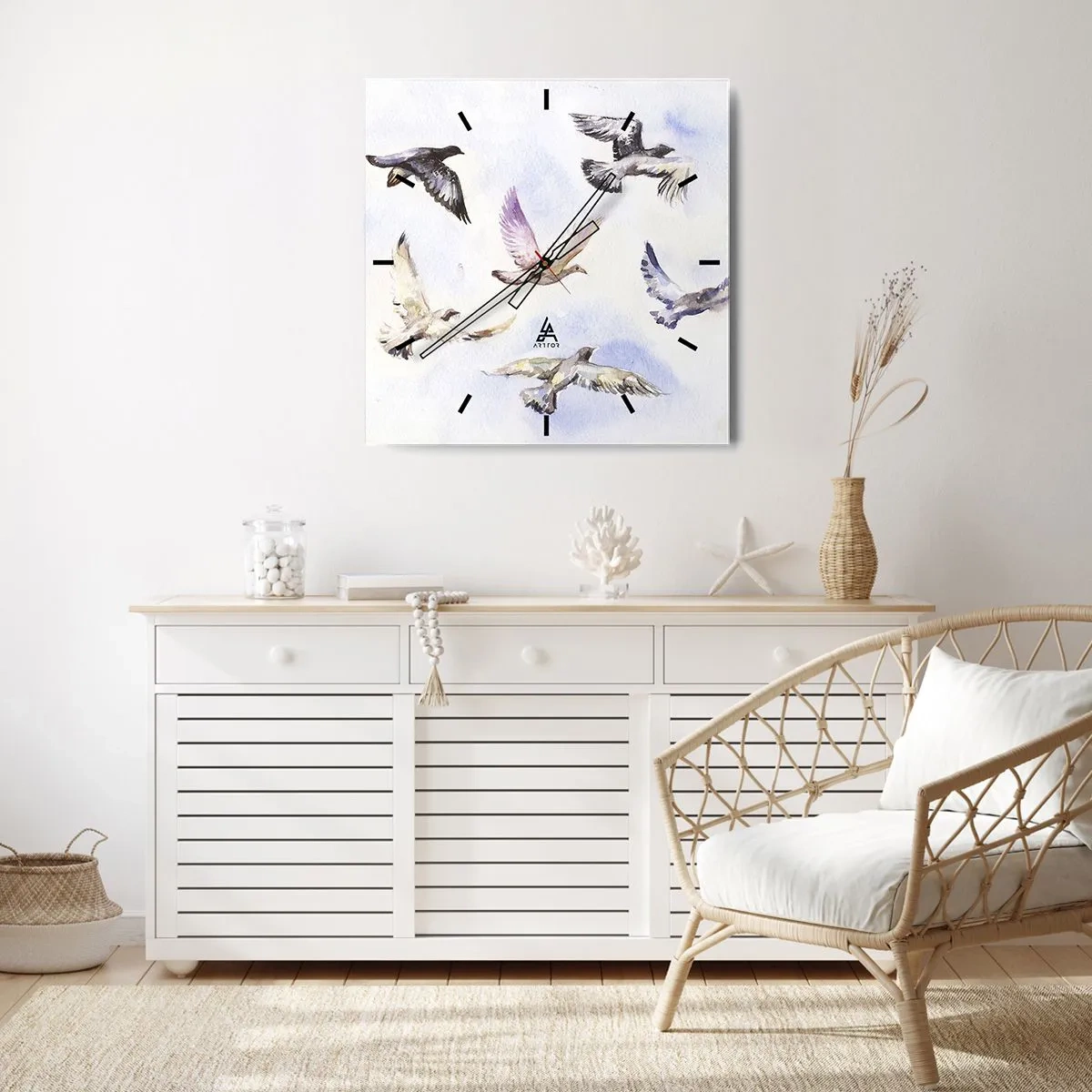 Falióra, Óra - Szabadság szürkében és kékben - 40x40 cm