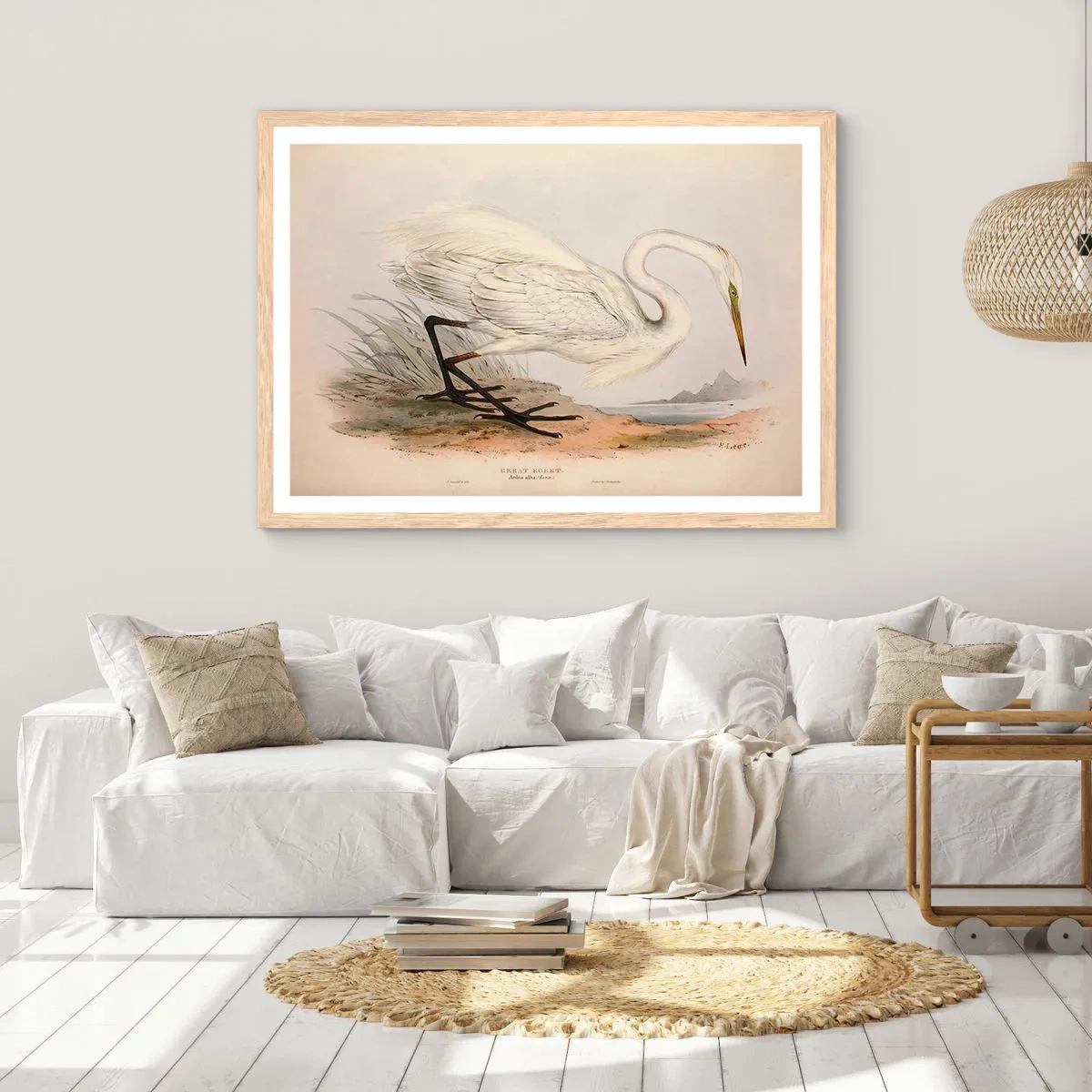 Poszter világos tölgy keretben - Hölgy a nádasban - 100x70 cm