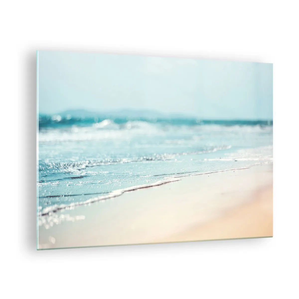 Üveg kép - Gyengéd óceánhullámok nyaldossák a homokos tengerpartot - 70x50cm - Hő és zaj - Modern fali dekoráció nappalihoz és hálószobához ARTTOR