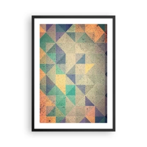 Poszter fehér keretben - Színes absztrakció háromszögek geometrikus mintájával - 50x70cm - A háromszögek köztársasága - Modern fali dekoráció nappalihoz és hálószobához ARTTOR