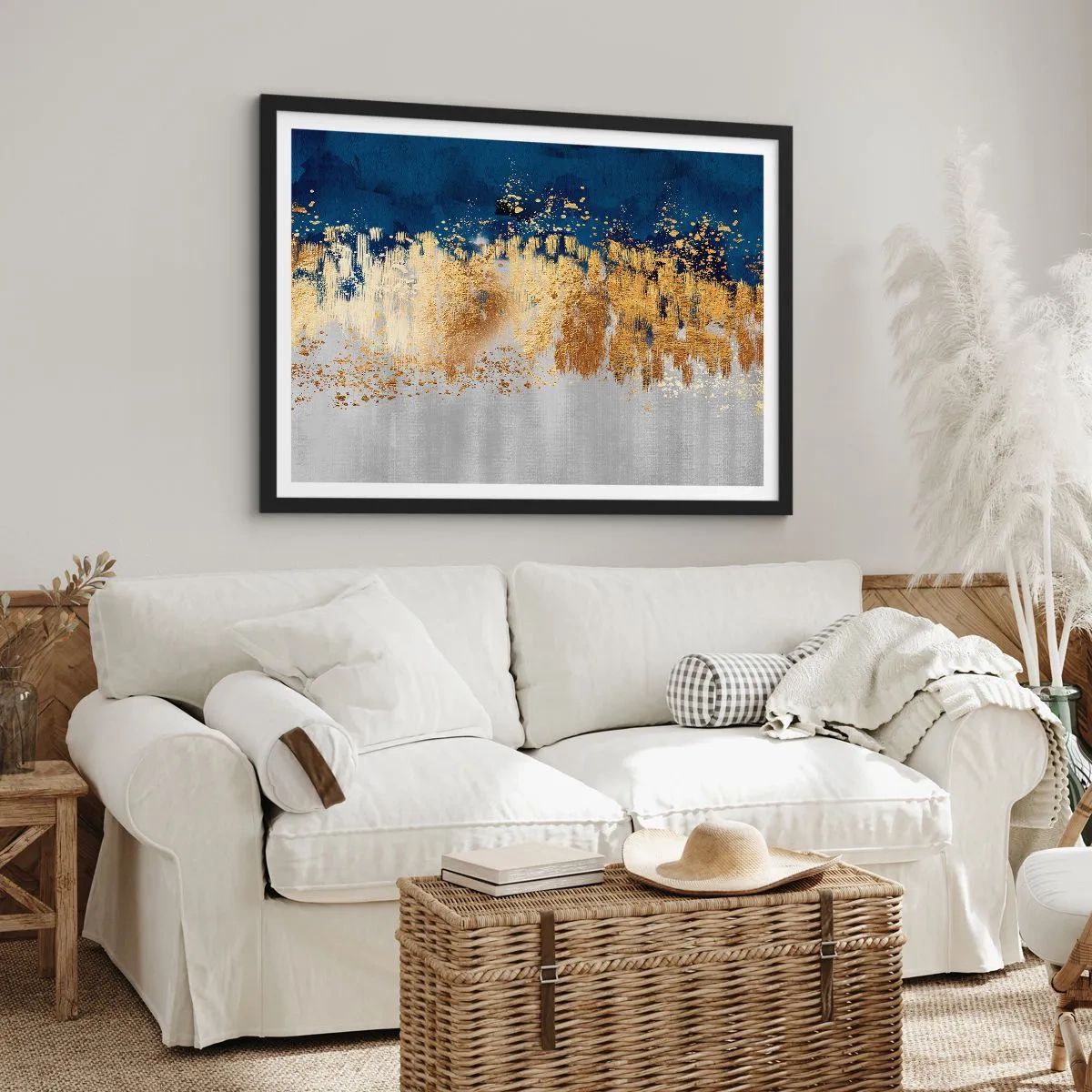 Poszter fehér keretben - Modern kompozíció csillogással - 100x70 cm