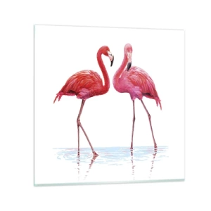 Üveg kép - Rozsaszín randez-vous - 70x70 cm