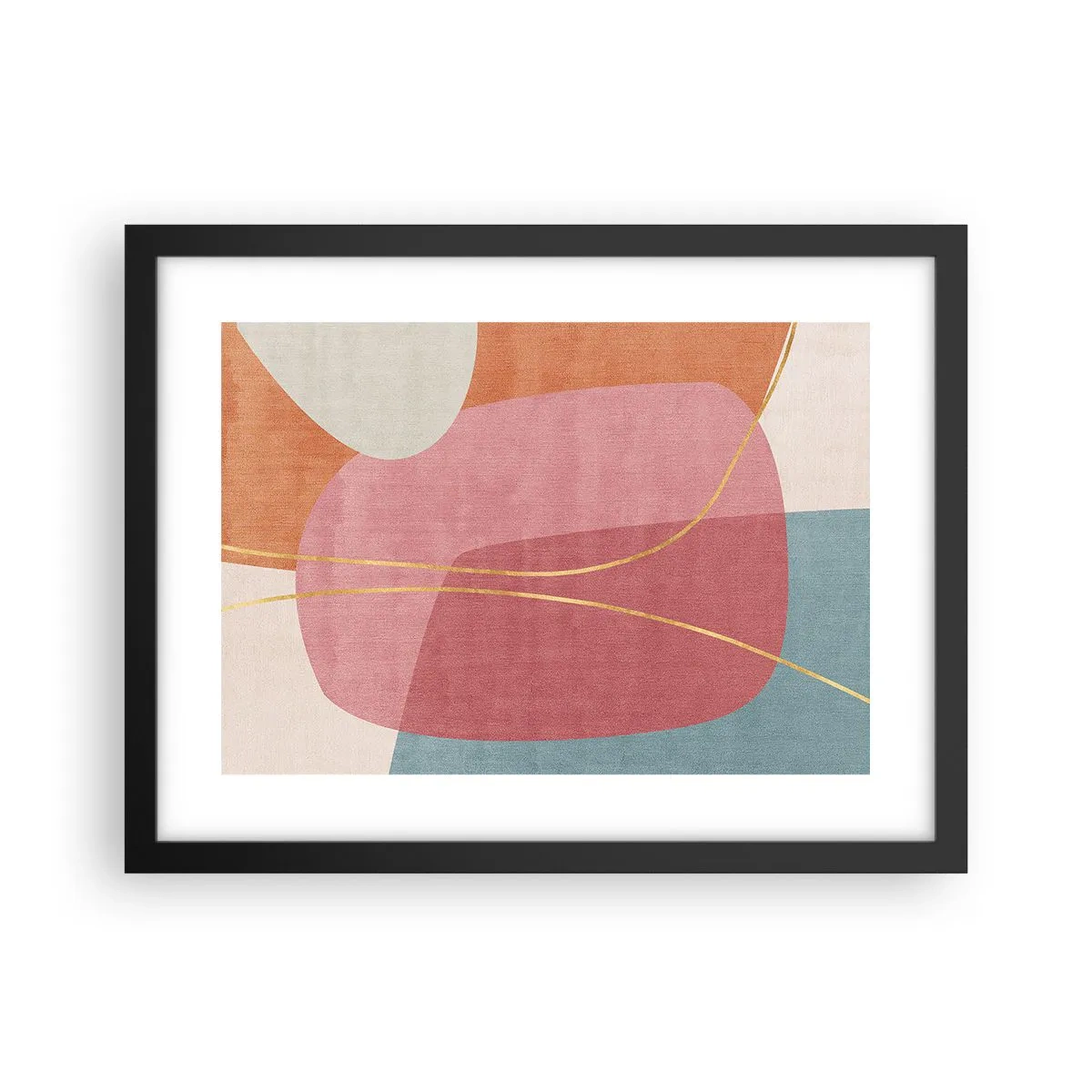 Poszter fehér keretben - Pasztell kompozíció aranyszálakkal - 40x30 cm