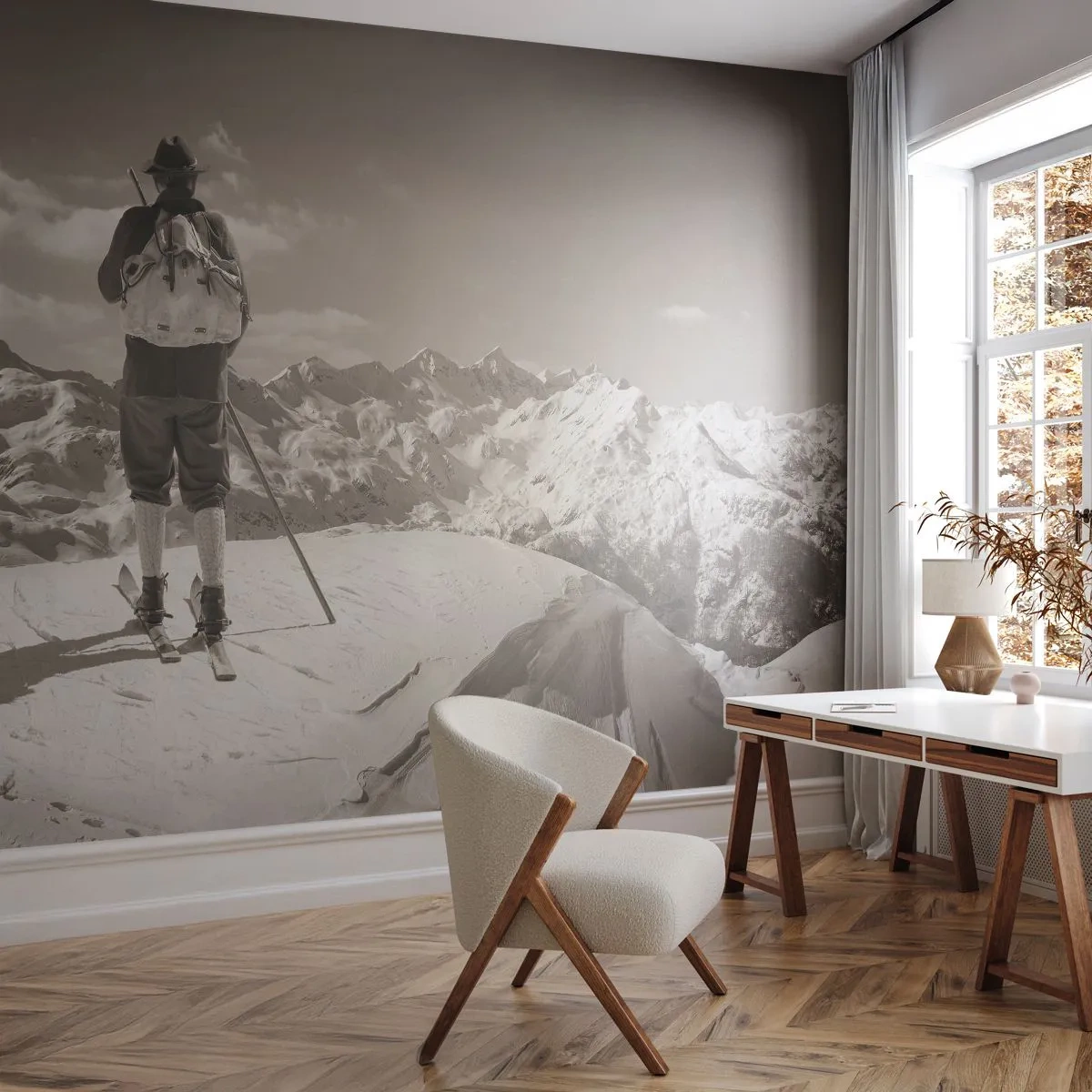Fotótapéta Standard Eco - És a hegyek ugyanazok - Tájkép, Hegyek, Síelő - 200x140 cm