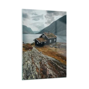 Üveg kép - Fjord nyári üdülőhely - 50x70 cm