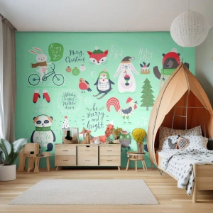Egyedi tapéta Premium Canvas - Legyen mindig ünnep! - Gyerekeknek, Téli, Boldog állatok