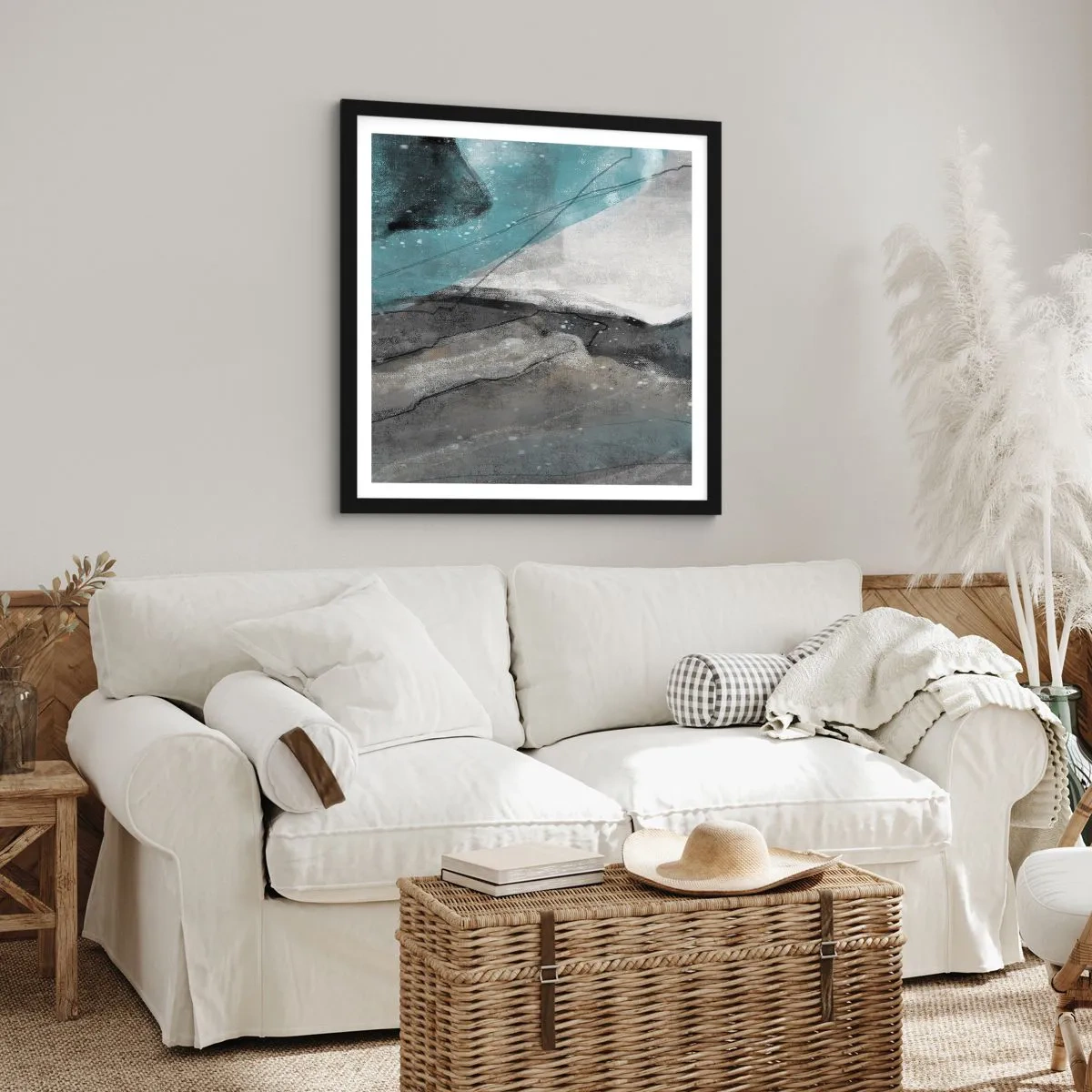 Poszter fehér keretben - Absztrakció: sziklák és jég - 40x40 cm