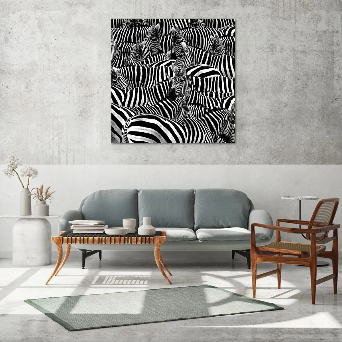 Üveg kép - Csoportos, csíkos portré - 40x40 cm