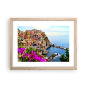 Poszter világos tölgy keretben - Nevető város - 40x30 cm