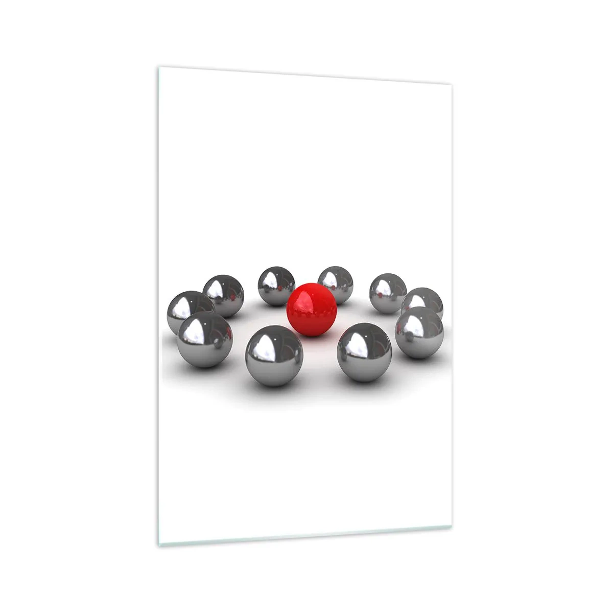 Üveg kép - Ezüst és piros kör - 70x100 cm