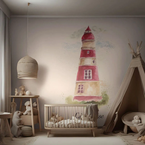 Fotótapéta Premium Sand - Körbe mindíg időjárás - Világítótorony, Tengerpart, Tenger - 150x105 cm