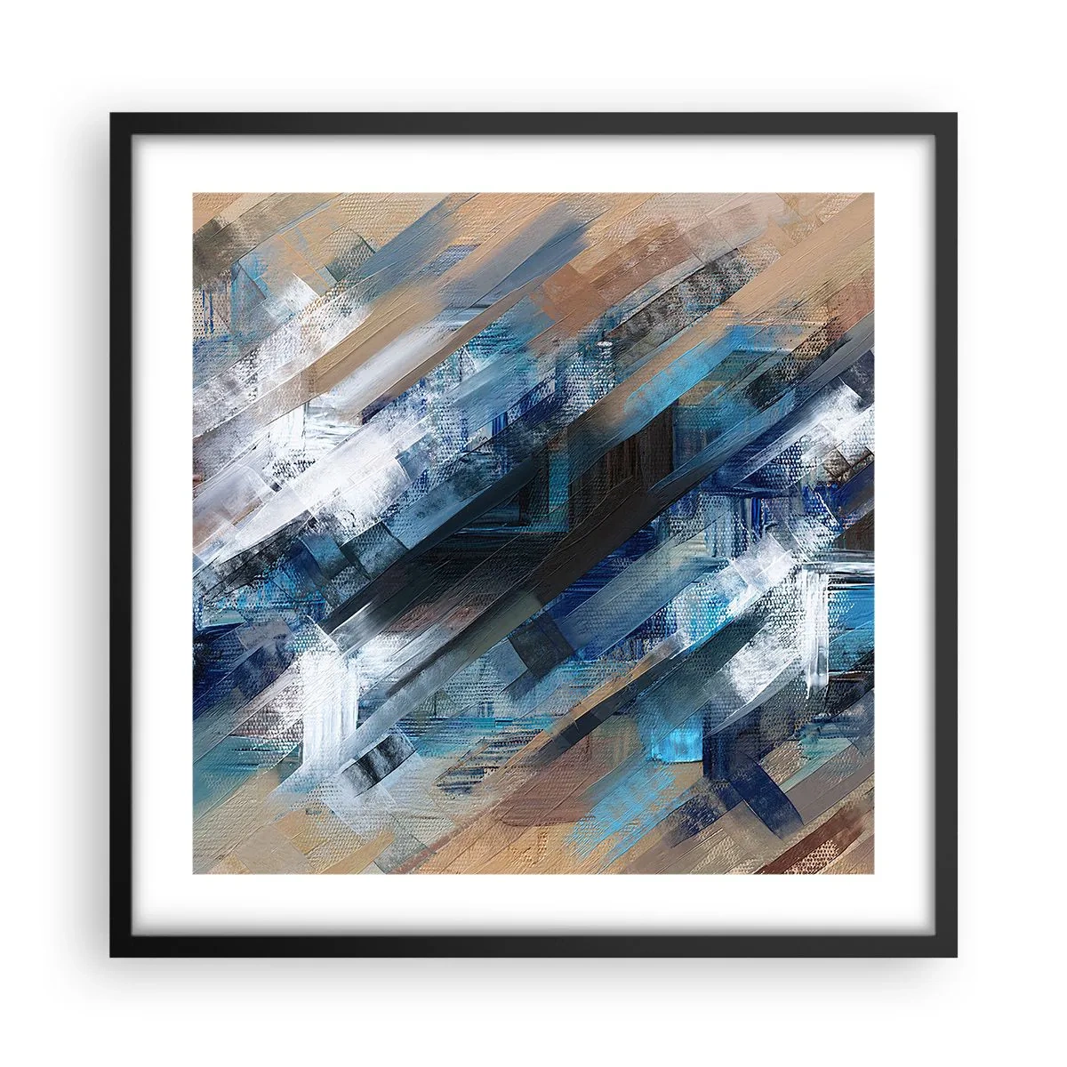 Poszter fehér keretben - Kék ferdén - 50x50 cm