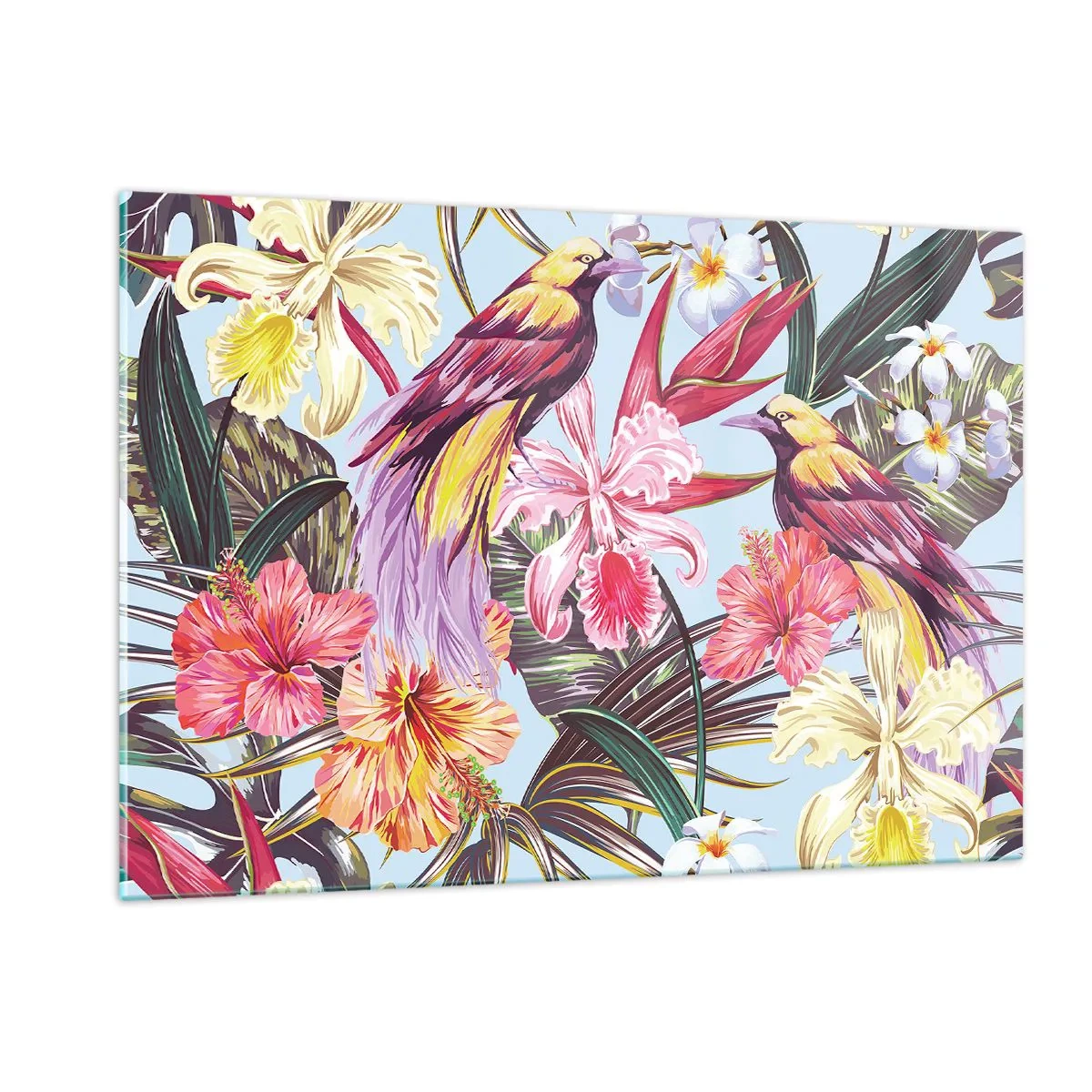 Üveg kép - Szirmok és tollak - 120x80 cm