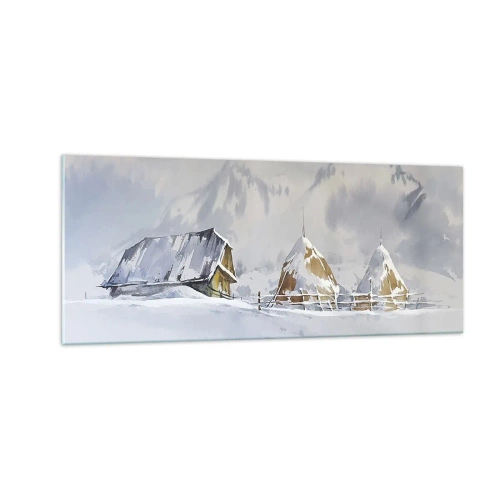 Üveg kép - Egy havas völgyben - 100x40 cm