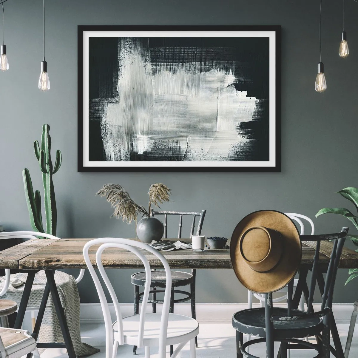 Poszter fehér keretben - Függőlegből és vízszintből szőtt - 70x50 cm