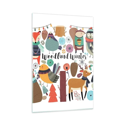 Üveg kép - Mesebeli ünnepek az erdőben - 80x120 cm