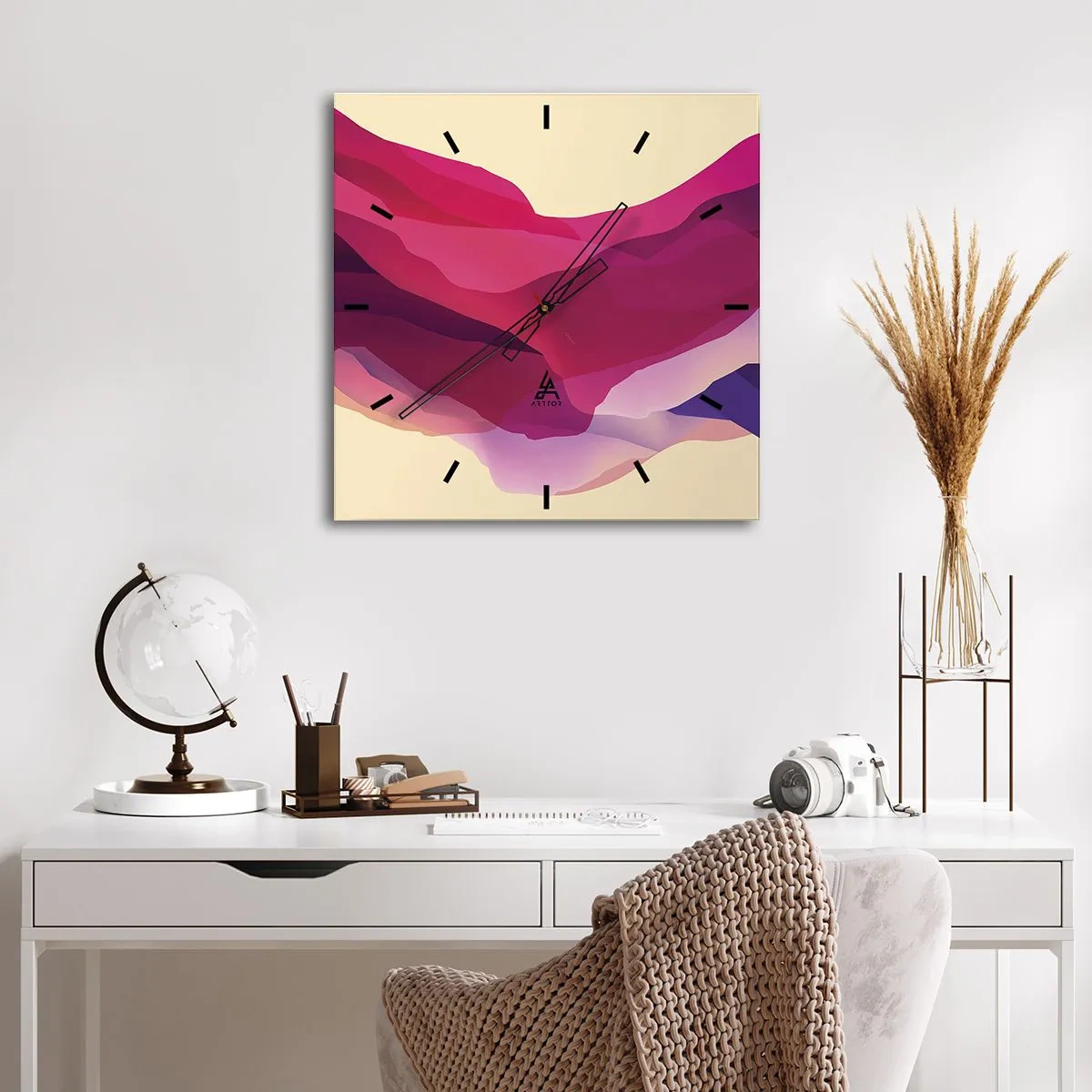 Falióra, Óra - Bíbor hullámok - 40x40 cm