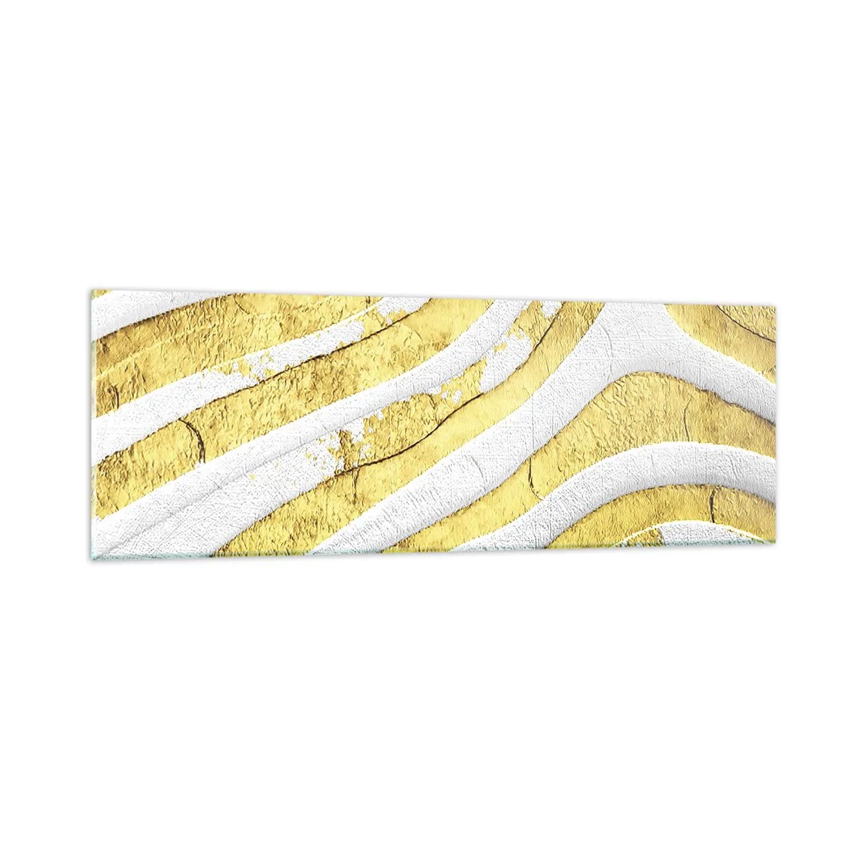 Üveg kép - Kompozíció fehér és arany színben - 90x30 cm