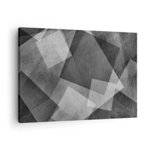 Vászonkép - Fekete-fehér absztrakció geometriai alakzatokkal - 70x50cm - A tartósság és a rend örök szimbóluma - Modern fali dekoráció nappalihoz és hálószobához ARTTOR