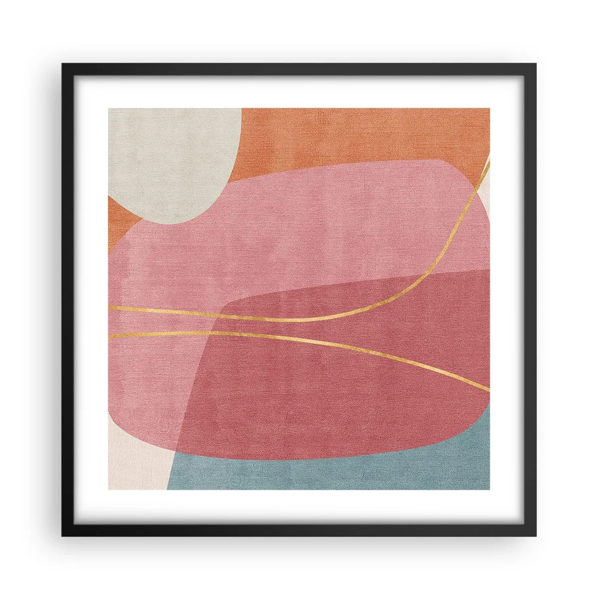 Poszter fehér keretben - Pasztell kompozíció aranyszálakkal - 50x50 cm