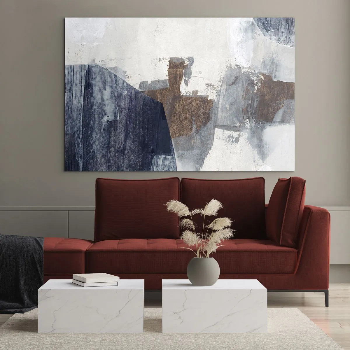 Üveg kép - Kékes barna formák - 120x80 cm