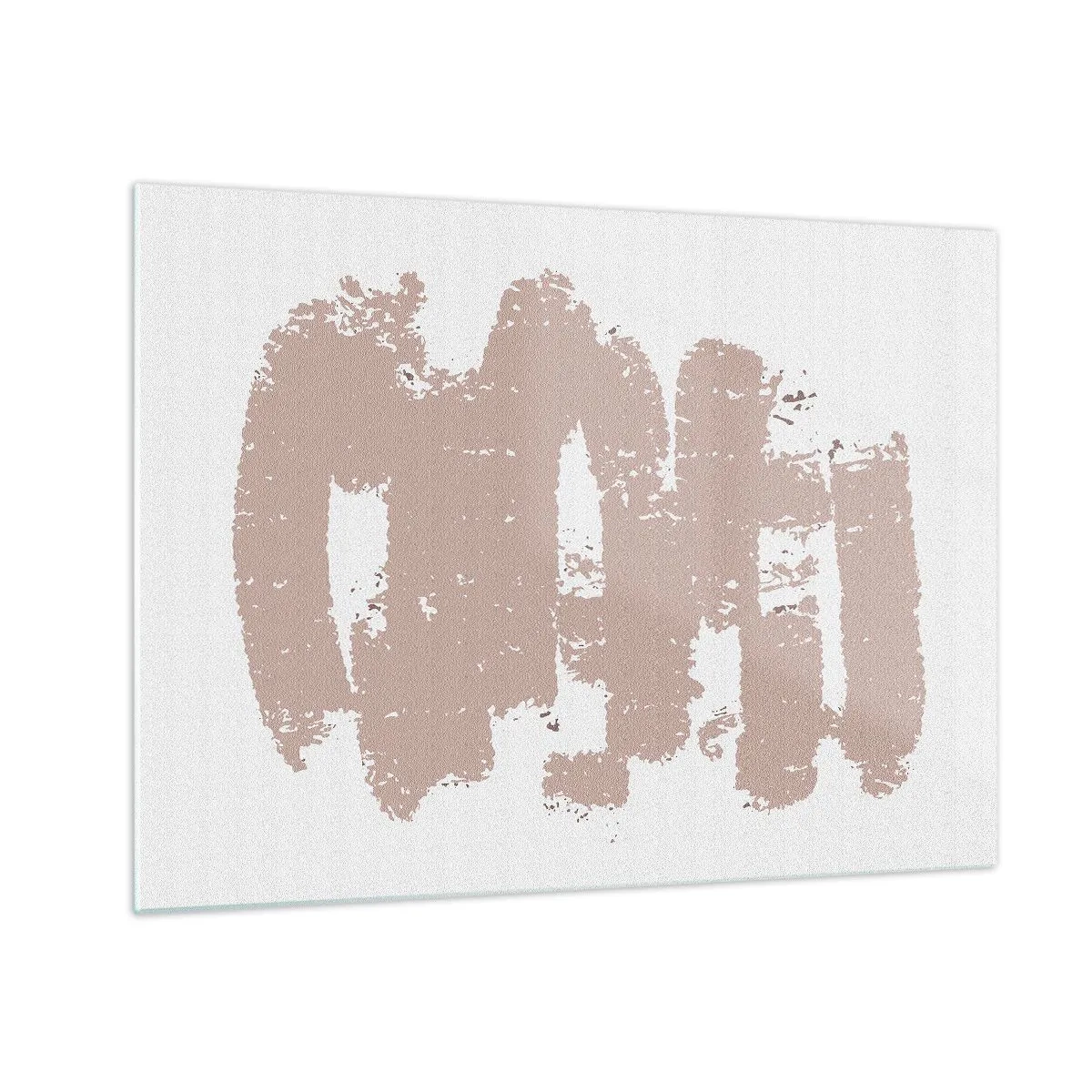 Üveg kép - Rózsaszín festék ecsetvonások fehér alapon - 70x50cm - Absztrakció lágy rózsaszínben - Modern fali dekoráció nappalihoz és hálószobához ARTTOR