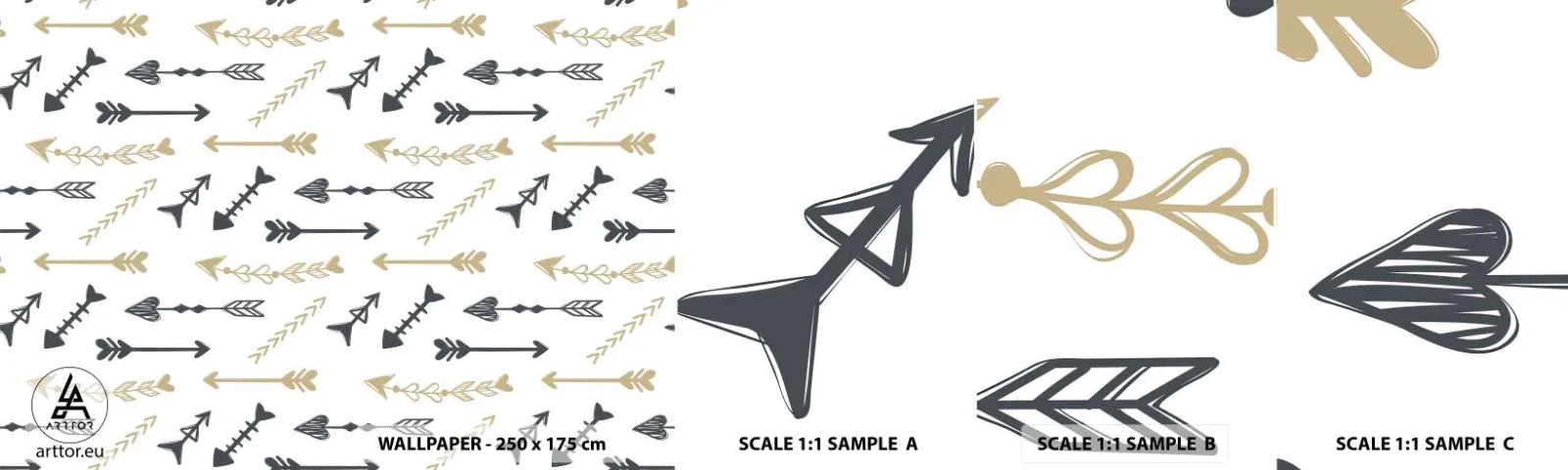 Fotótapéta Minta Öntapadós Deluxe Sticker - Az íjász álma - Absztrakció, Nyíl, Boho - 100x30 cm