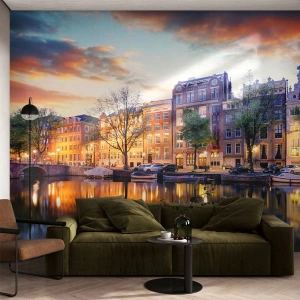 Fotótapéta Premium Sand - Visszafogott és derűs holland szépség - Város, Építészet, Amszterdam - 400x280 cm